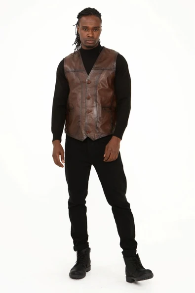 Klasik hakiki kuzu derisi yelek rahat kesim - 2