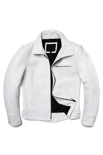 Beyaz hakiki deri mont ürün görseli