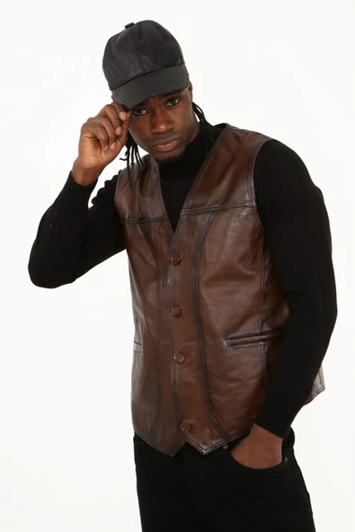 Klasik hakiki kuzu derisi yelek rahat kesim - 5