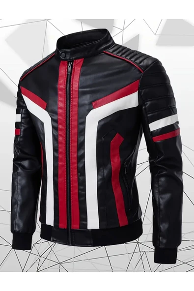 Renk Blok Tanımlı Spor Hakiki Deri Mont - 3