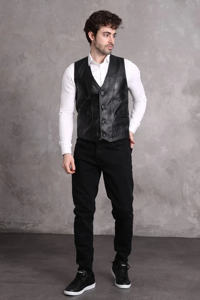 Hakiki Deri Yelek - 5