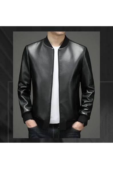 Spor hakiki deri ribanalı ceket - 6