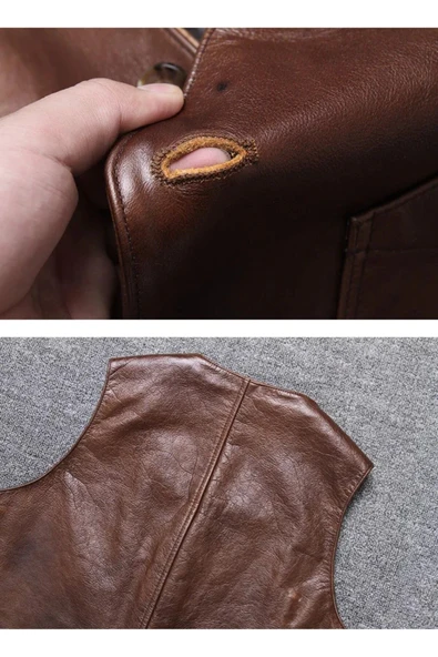 Hakiki deri taba kovboy yelek - 3