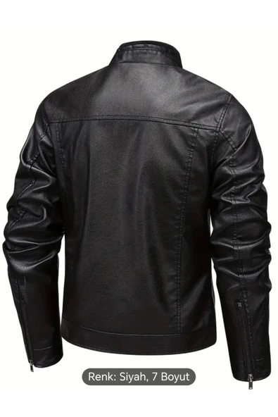 Hakim Yakası ribanalı Hakiki deri spor mont - 2