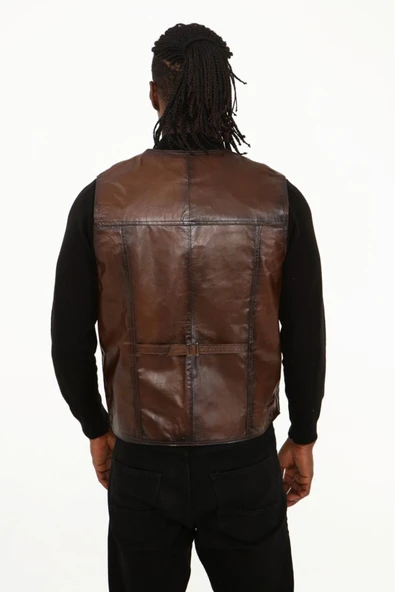 Klasik hakiki kuzu derisi yelek rahat kesim - 3