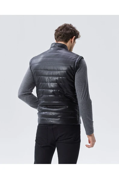 Pu deri siyah mat yelek - 2