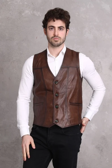 Hakiki Deri Yelek Battal Beden - 4