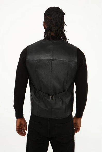 Klasik hakiki kuzu derisi yelek rahat kesim - 3