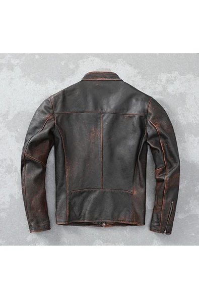 Eskitme Silme Ceket Hakiki Deri - 2