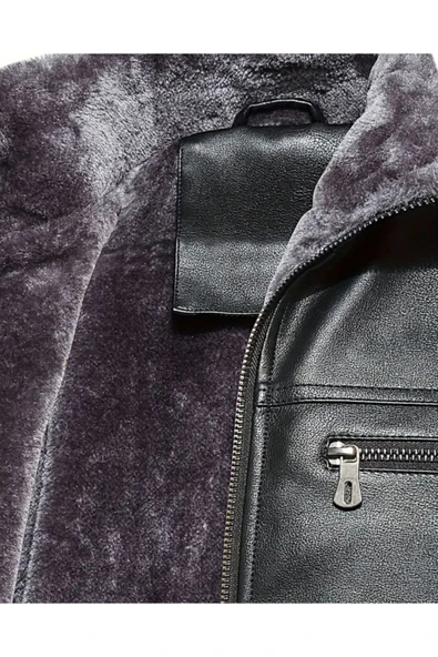 İçi Kürklü Kolları Yatay Kırmızı ve Gri Çizgili Mont - 6