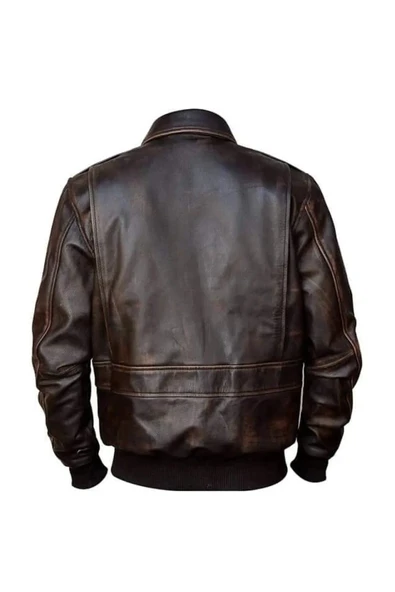 Prof Model Eskitme Gömlek Yaka Pilot Mont Hakiki Koyun Derisi Kahverengi - 2