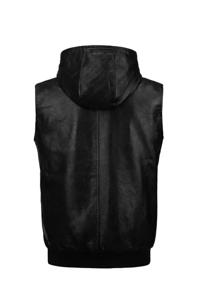 Kapüşonlu Triko yaka ve Triko Bel Hakiki kuzu derisi yelek - 3