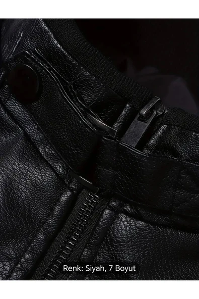 Hakim Yakası ribanalı Hakiki deri spor mont - 4