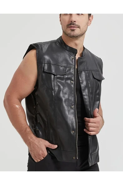 Cooper yelek yanlardan bağlama ayarlı ve fermuar kapamalı