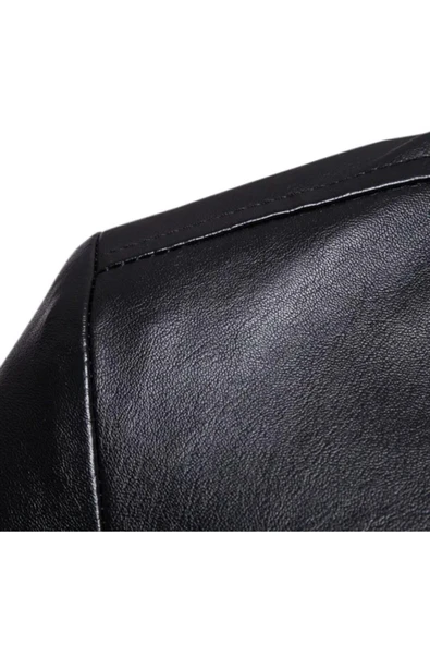 Hakiki deri Klasik ceket kruvaze çift düğmeli - 5