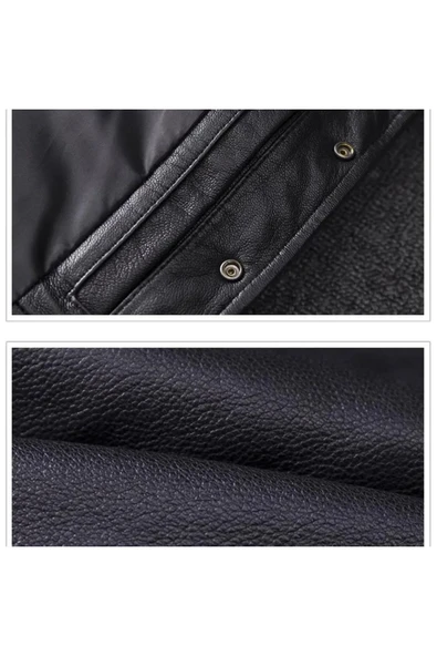 Şişme yelek hakiki kuzu derisi dar kesim siyah renk - 3