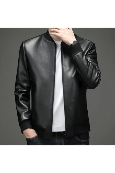 Spor hakiki deri ribanalı ceket - 4