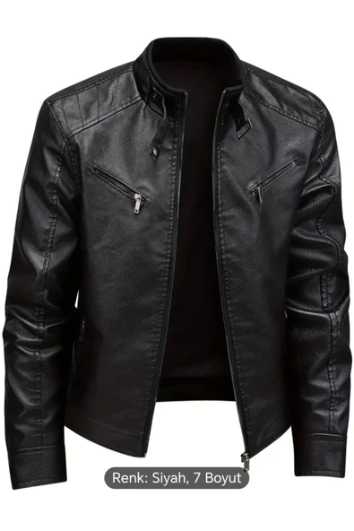 Hakim Yakası ribanalı Hakiki deri spor mont