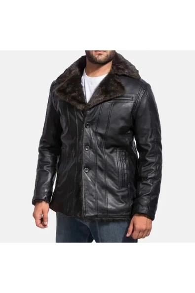 Hakiki kuzu derisi mont tarzı kaban kürklü - 4