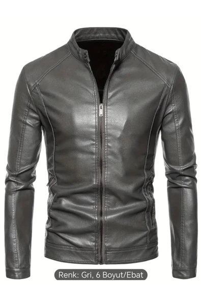 Hakiki Kuzu Derisi Spor Slim Fit Gri Renk Ceket
