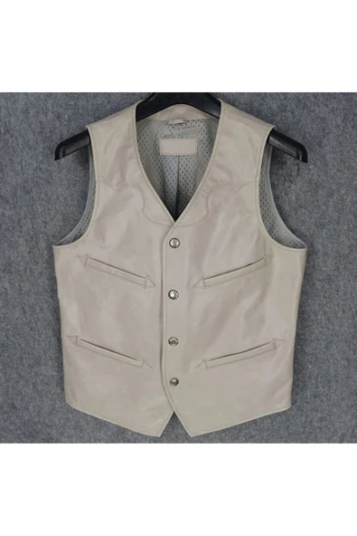 Vashion Hakiki deri gri yelek - 2