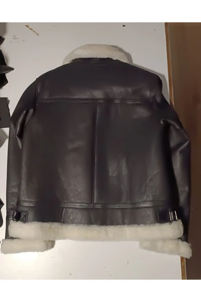 Kürklü mont kaban Hakiki koyun derisi ve kürk napa - 2