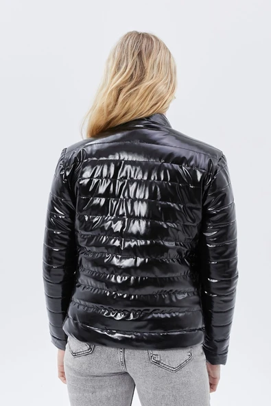 Rugan deri mont siyah parlak renk - Resim 4