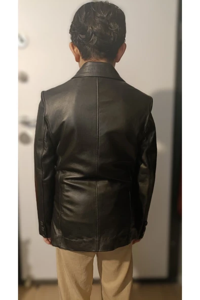 Çocuk ceket yelek kombin hakiki deri - 4