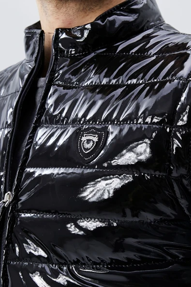 Rugan Deri Yelek Siyah Parlak Renk Erkek - 6