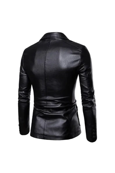 Hakiki deri Klasik ceket kruvaze çift düğmeli - 2