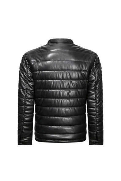 Düz şişme mont Hakiki kuzu derisi - Resim 2