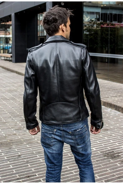 Dana Derisi kalın biker mont motorcu - 4
