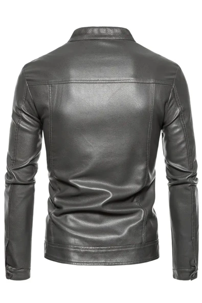 Hakiki Kuzu Derisi Spor Slim Fit Gri Renk Ceket - 2