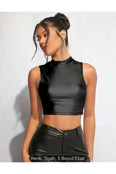 Straplez Büstiyer Pu Deri Siyah Renk - 4