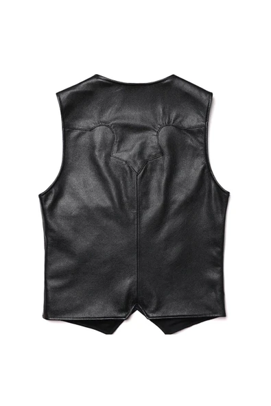 Vashion Hakiki deri siyah yelek - 3