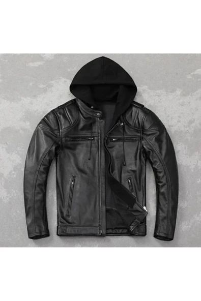 Polar Kapüşonlu Hakiki deri mont ürün görseli