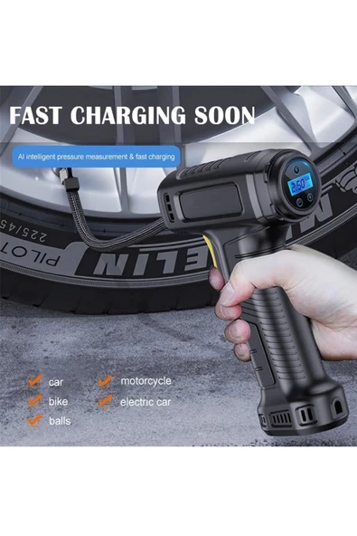 Auhma A6622 Dijital LCD Ekranlı 4000mAh Hava Kompresörü | Şişirme Pompası - 4