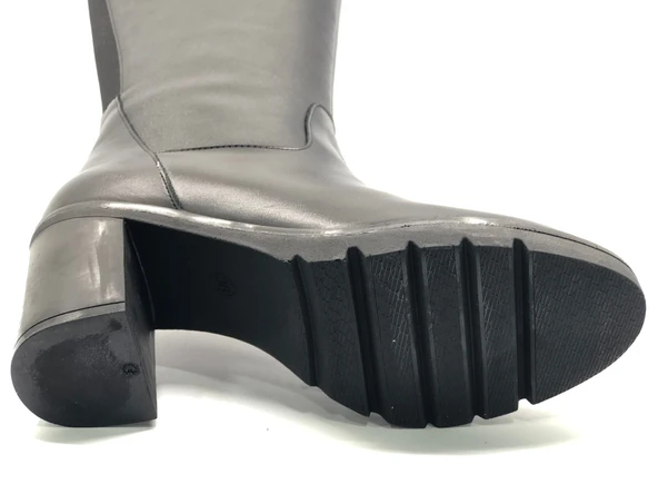 Venüs Jabuka Hakiki Deri Ortopedik Topuklu Kadın Çizme - Resim 12