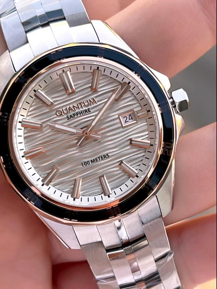 Quantum Sapphire Cizilmez Cam Çelik Kordon 2 Yıl Garantili 10 Atm Erkek Kol Saat EDG.1211.570 - Resim 3