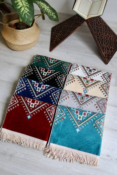 Kilim Desenli Astarlı Lüks Seccade S1020 Krımızı - Resim 6