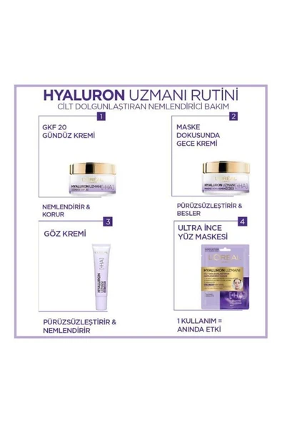 L'OREAL PARİS Hyaluron Uzmanı 15ml Cilt Dolgunlaştıran Nemlendirici Göz Kremi - Hyaluronik Asit - 6