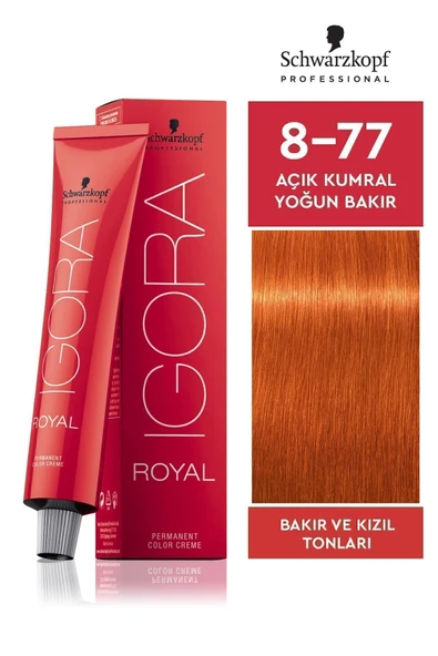 IGORA Royal 8-77 Açık Kumral Yoğun Bakır Saç Boyası 60ml