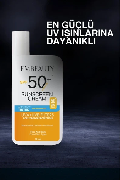 EMBEAUTY Ton Eşitleyici Yüksek Koruma Etkili Spf50 Aydınlatıcı Pembe Yüz Güneş Kremi Hibrit Formül 50 ml - 2