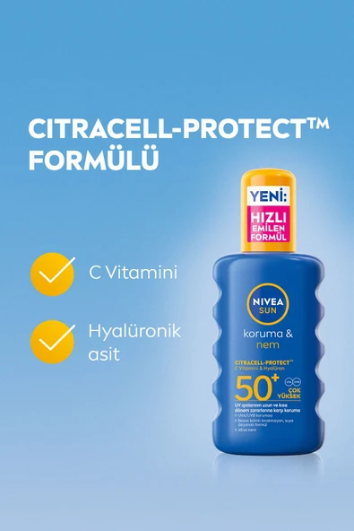 NIVEA SUN SPF 50+ Yüksek Güneş Koruyucu ve Nemlendirici Vücut Spreyi 200ml, Suya Dayanıklı - 7