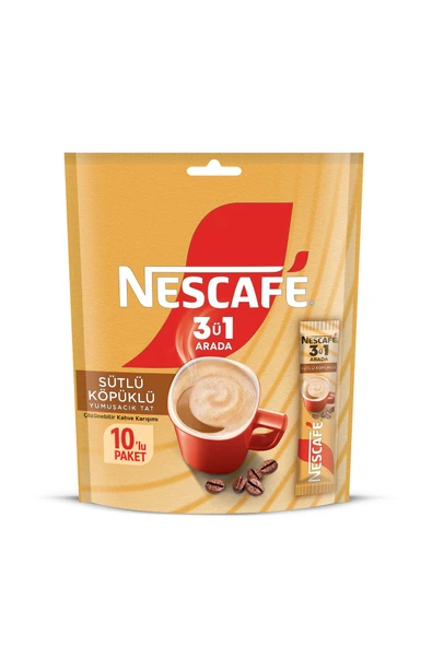 Nescafe Nescafé 3ü1 Arada Sütlü Köpüklü Çözünebilir Kahve 17,4g 10'lu paket - Resim 2