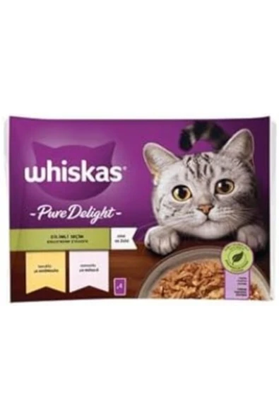 Whiskas Pouch Pure Delight Jöle İçinde Tavuklu ve Somonlu Yetişkin Kedi Konservesi 4x85 Gr