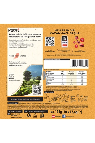 Nescafe Nescafé 3ü1 Arada Sütlü Köpüklü Çözünebilir Kahve 17,4g 10'lu paket - Resim 3