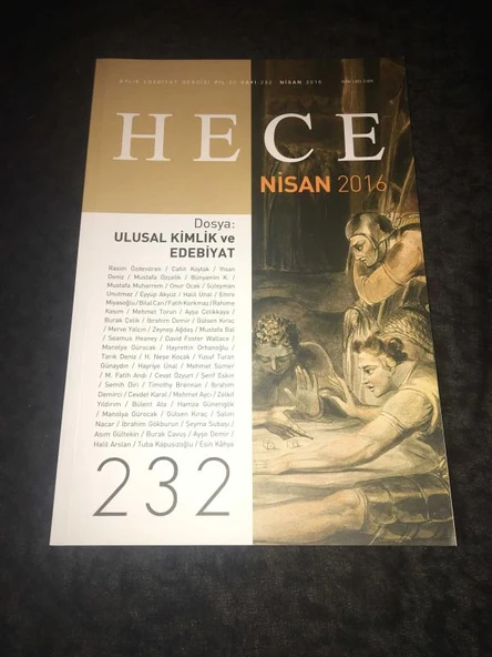 HECE Nisan 2016 Sayı 232 Dosya ULUSAL KİMLİK VE EDEBİYAT (Sahafiye Kitap) ürün görseli 1