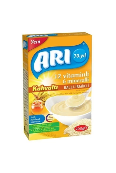 ARI Mama 12 Vitaminli 6 Mineralli Sütlü Ballı Irmikli Pirinç Unu Kahvaltı 200gr 1'li