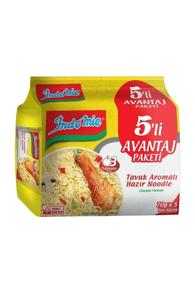 İndomie 5'li Tavuk Aromalı Hazır Noodle ürün görseli